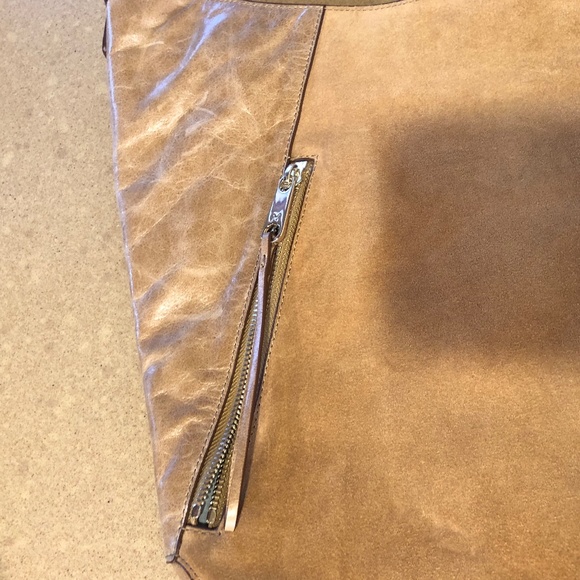 HALSTON Heritage Tan Leather and Tan Suede Hobo Handbag with Dust Bag - Picture 9 of 14